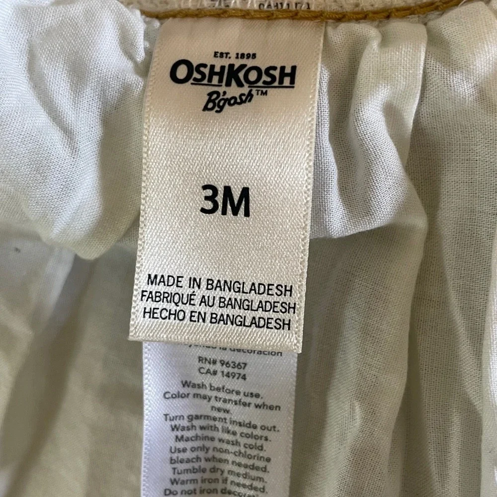 OshKosh Size 3M Overall Dress Blue Denim Ivory Tulle Glitter Heart Baby Girls